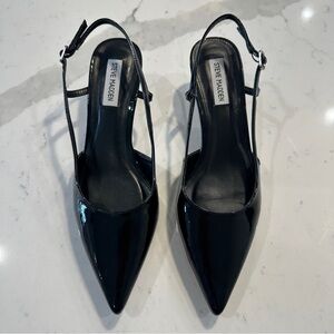 Steve Madden Black Patent Slingback Kitten Heels Size 9